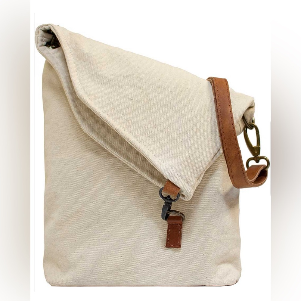 Ivory Canvas Foldover Crossbody bag